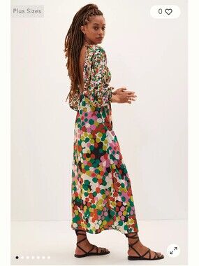 Anthropologie Multicolor Polka Dot Puff Sleeve Maxi Dress Medium EUC